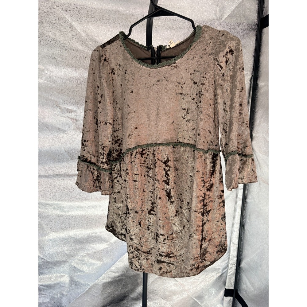 POL Shimmering Gray Blouse 3/4 Sleeve Sz S